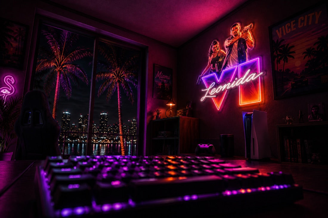 Side view of the Leonida VI neon
