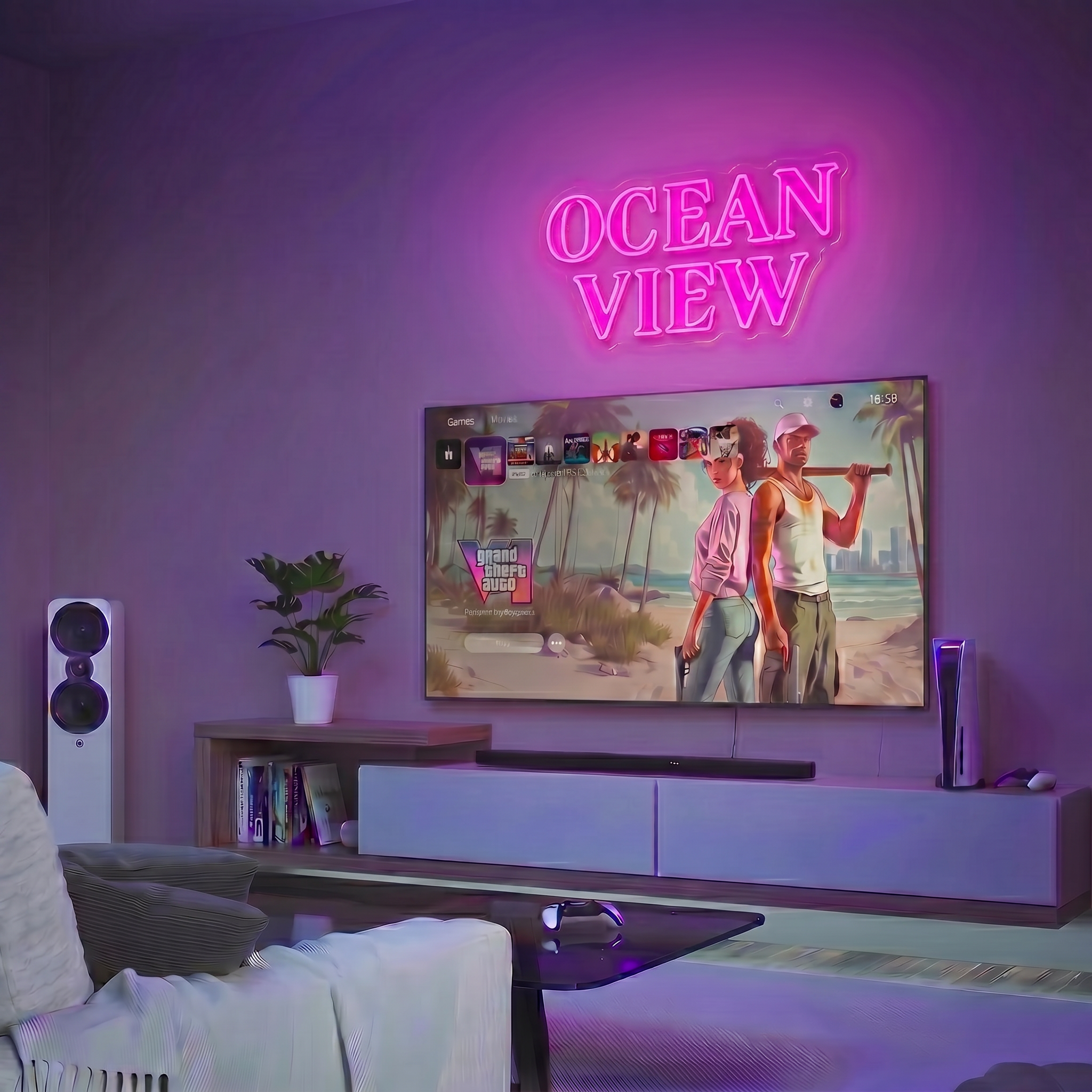 Ocean View LED neon at home
